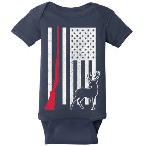 Hunting Deer Rifle Flag Baby Bodysuit