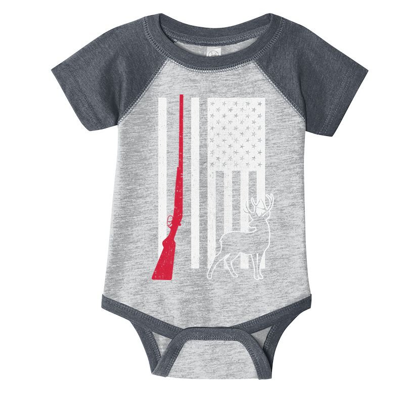 Hunting Deer Rifle Flag Infant Baby Jersey Bodysuit