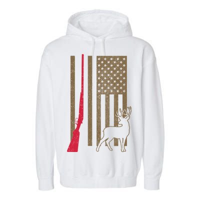 Hunting Deer Rifle Flag Garment-Dyed Fleece Hoodie