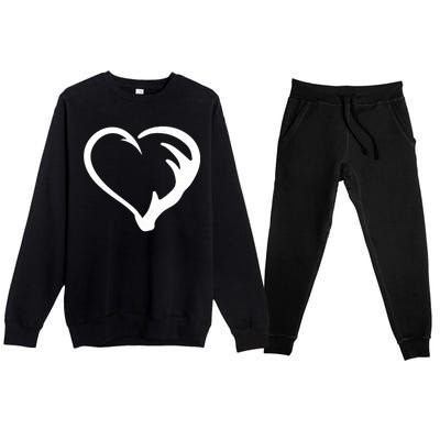 Hunting Fishing Antler Heart Hunter Premium Crewneck Sweatsuit Set