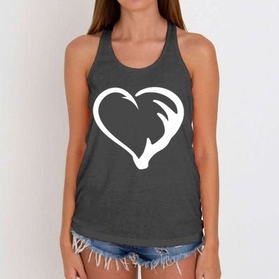 Hunting Fishing Antler Heart Hunter Women's Knotted Racerback Tank