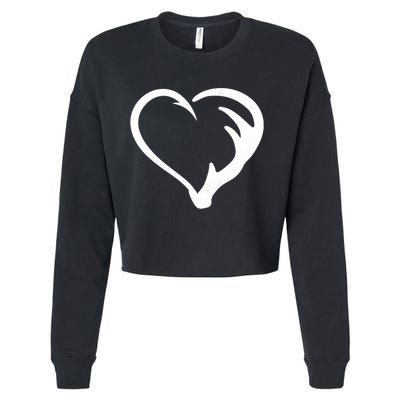 Hunting Fishing Antler Heart Hunter Cropped Pullover Crew