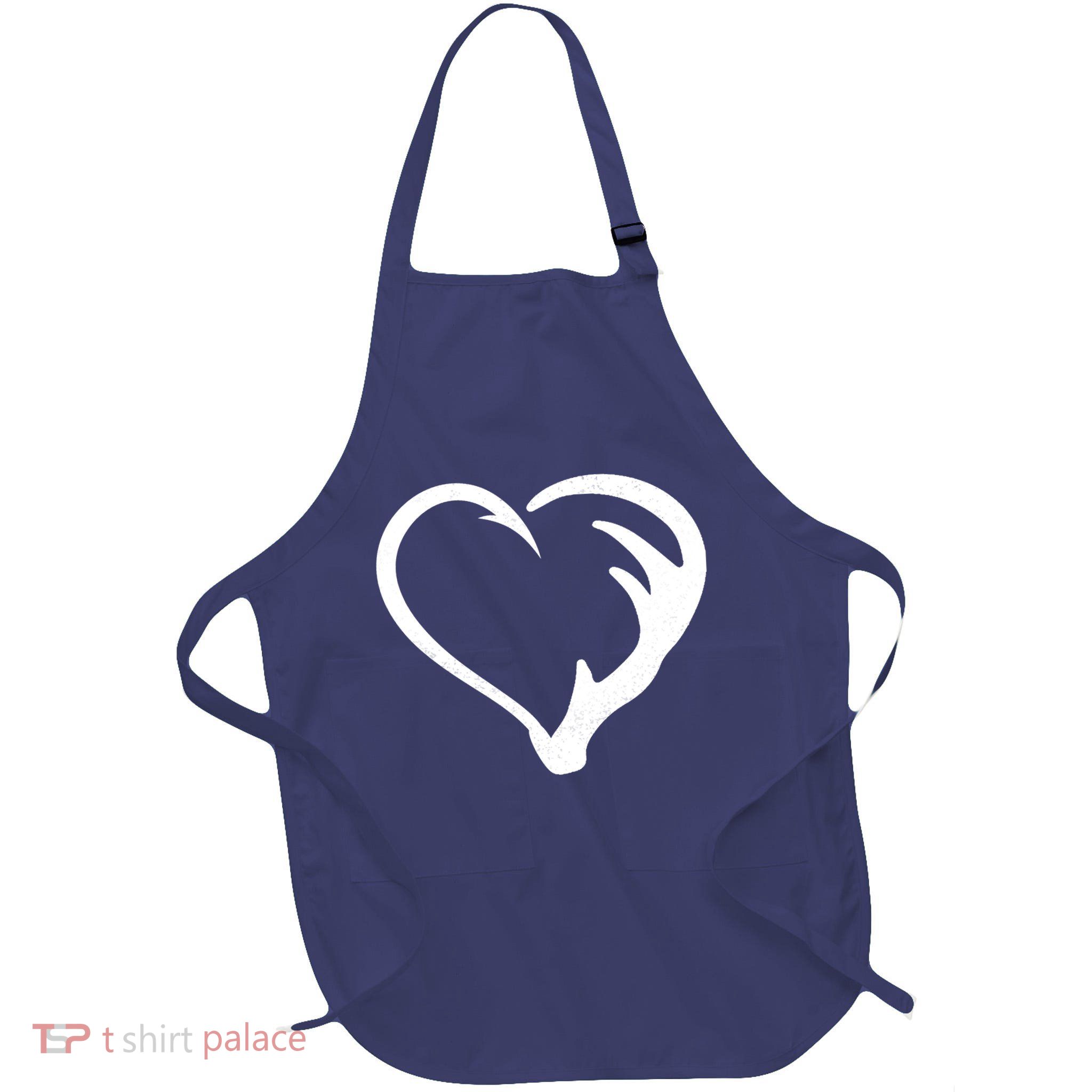 Hunting Fishing Antler Heart Hunter Full-Length Apron With Pockets