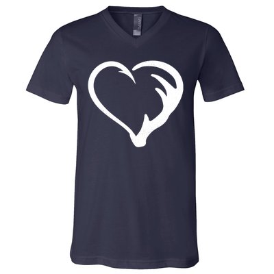 Hunting Fishing Antler Heart Hunter V-Neck T-Shirt