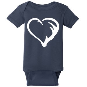 Hunting Fishing Antler Heart Hunter Baby Bodysuit