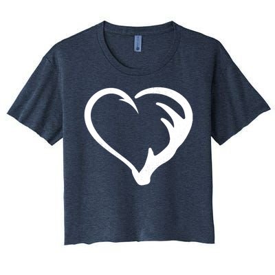 Hunting Fishing Antler Heart Hunter Women's Crop Top Tee