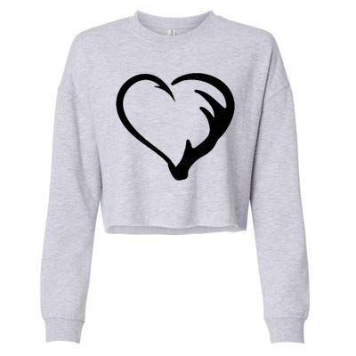 Hunting Fishing Antler Heart Hunter Cropped Pullover Crew