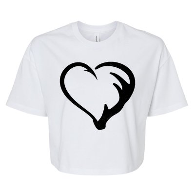 Hunting Fishing Antler Heart Hunter Bella+Canvas Jersey Crop Tee