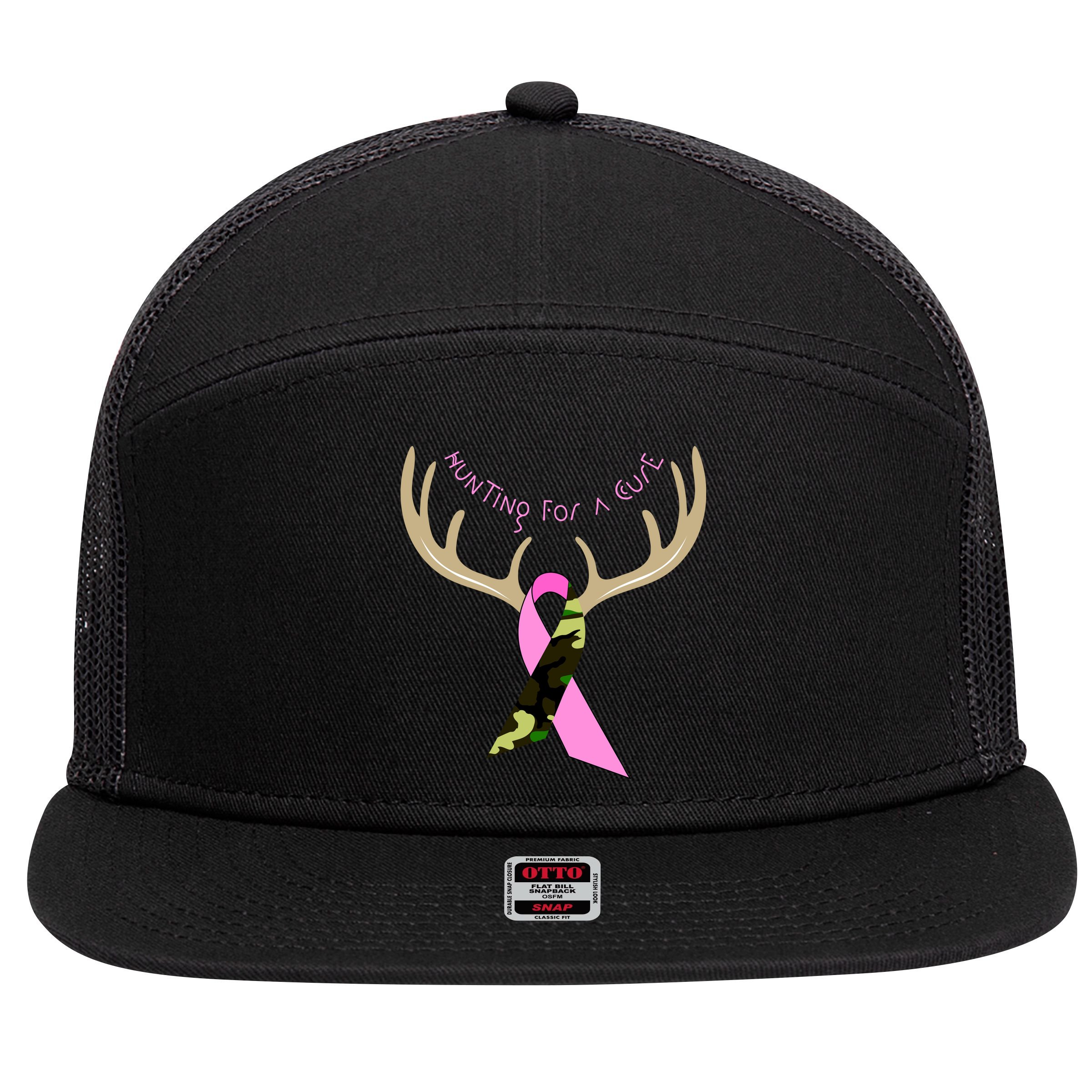 Hunting For A Cure Breast cancer 7 Panel Mesh Trucker Snapback Hat