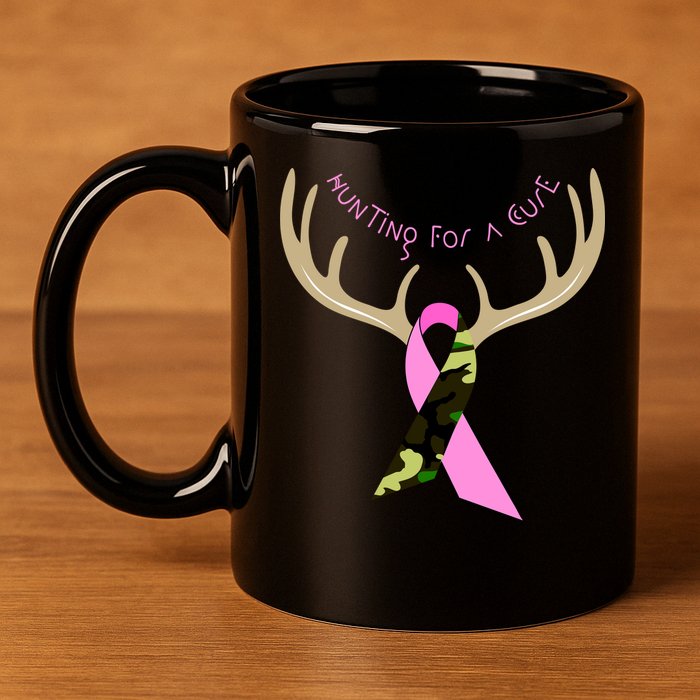 Hunting For A Cure Breast cancer 11oz C Handle Ceramic Mug