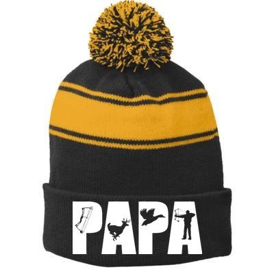 Hunting Papa Stripe Pom Pom Beanie