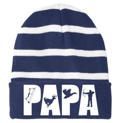 Hunting Papa Striped Beanie with Solid Band