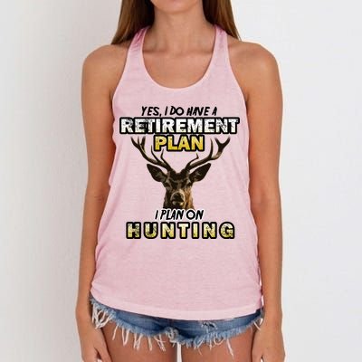 Hunting Retirement Plan  Women's Knotted Racerback Tank