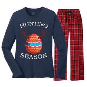 Hunting Season Deer Easter Egg Women's Long Sleeve Flannel Pajama Set 