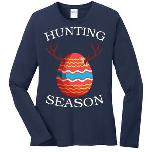 Hunting Season Deer Easter Egg Ladies Long Sleeve Shirt