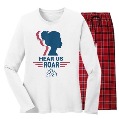 Hear Us Roar Vote 2024 Right Women's Long Sleeve Flannel Pajama Set 