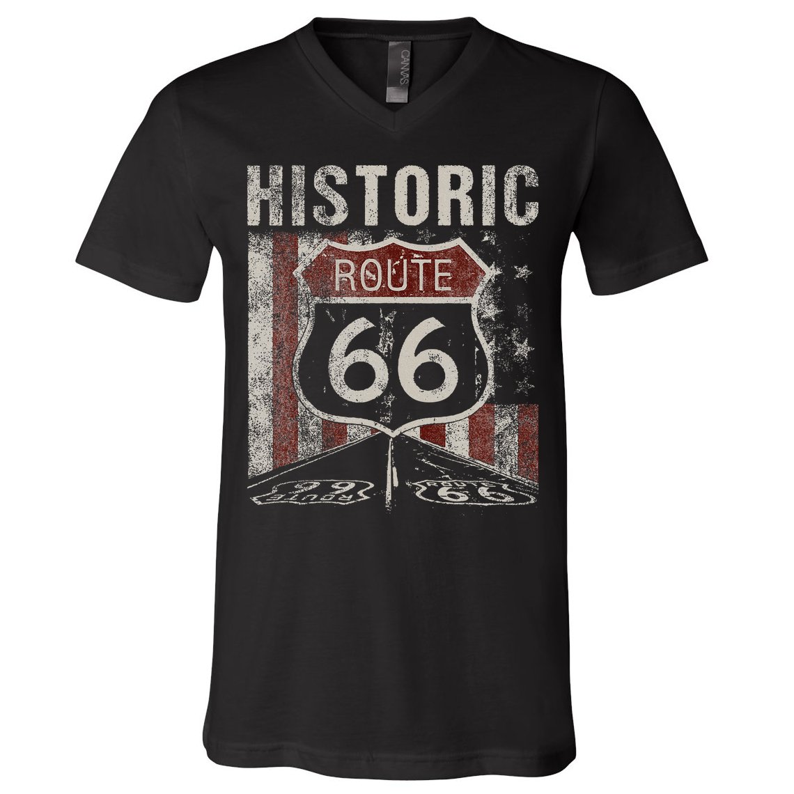 Historic U.S.A. Route 66 Highway Vintage America Road V-Neck T-Shirt