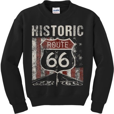 Historic U.S.A. Route 66 Highway Vintage America Road Kids Sweatshirt