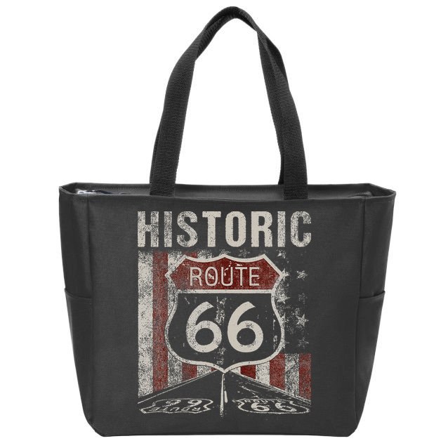 Historic U.S.A. Route 66 Highway Vintage America Road Zip Tote Bag