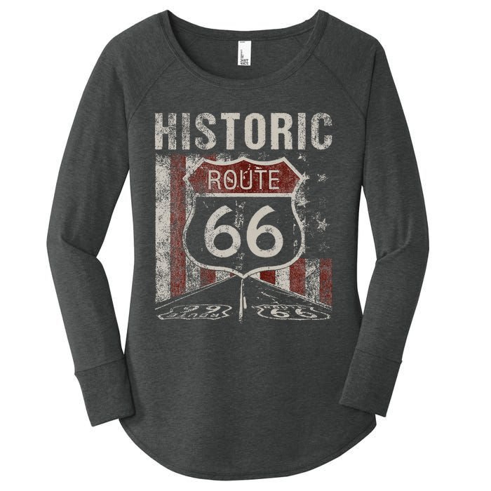 Historic U.S.A. Route 66 Highway Women's Perfect Tri Tunic Long Sleeve Shirt