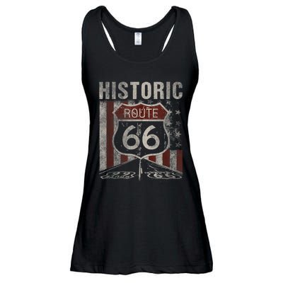 Historic U.S.A. Route 66 Highway Vintage America Road Sign Ladies Essential Flowy Tank