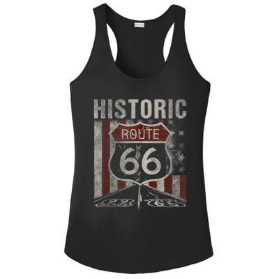 Historic U.S.A. Route 66 Highway Vintage America Road Sign Ladies PosiCharge Competitor Racerback Tank