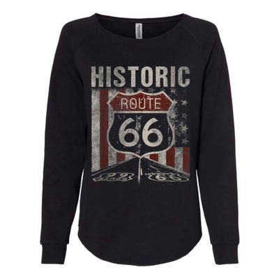 Historic U.S.A. Route 66 Highway Vintage America Road Sign Womens California Wash Sweatshirt