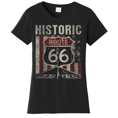 Historic U.S.A. Route 66 Highway Vintage America Road Sign Women's T-Shirt