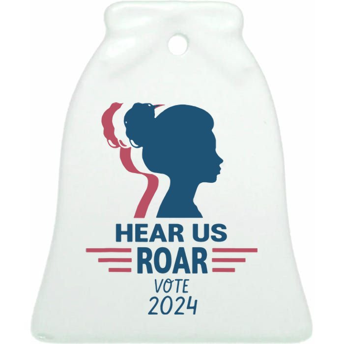 Hear Us Roar Vote 2024 Ceramic Bell Ornament