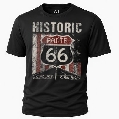 Historic U.S.A. Route 66 Highway Vintage America Road Sign Performance Shirt