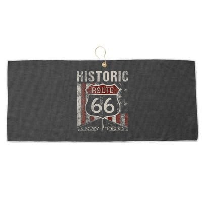 Historic U.S.A. Route 66 Highway Vintage America Road Sign Large Microfiber Waffle Golf Towel