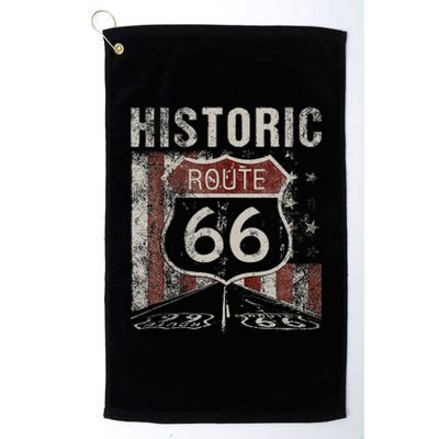 Historic U.S.A. Route 66 Highway Vintage America Road Sign Platinum Collection Golf Towel