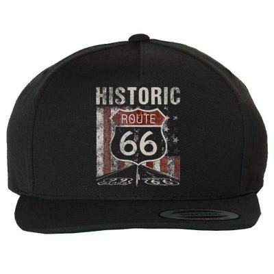 Historic U.S.A. Route 66 Highway Vintage America Road Sign Wool Snapback Cap