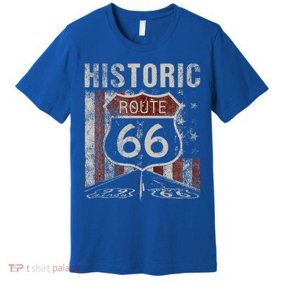 Historic U.S.A. Route 66 Highway Vintage America Road Sign Premium T-Shirt