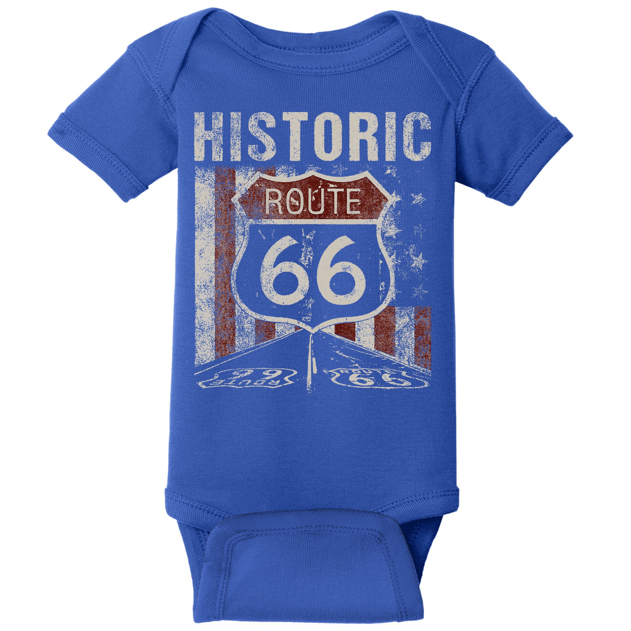 Historic U.S.A. Route 66 Highway Vintage America Road Sign Baby Bodysuit