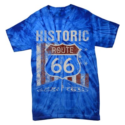 Historic U.S.A. Route 66 Highway Vintage America Road Sign Tie-Dye T-Shirt