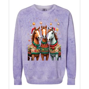 Horses Ugly Sweters Christmas Xmas Horse Lover Horse Meaningful Gift Colorblast Crewneck Sweatshirt