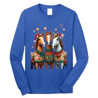 Horses Ugly Sweters Christmas Xmas Horse Lover Horse Meaningful Gift Long Sleeve Shirt