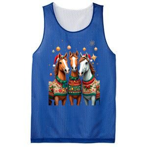 Horses Ugly Sweters Christmas Xmas Horse Lover Horse Meaningful Gift Mesh Reversible Basketball Jersey Tank