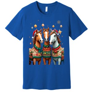 Horses Ugly Sweters Christmas Xmas Horse Lover Horse Meaningful Gift Premium T-Shirt