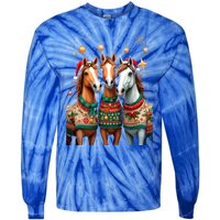 Horses Ugly Sweters Christmas Xmas Horse Lover Horse Meaningful Gift Tie-Dye Long Sleeve Shirt