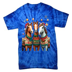 Horses Ugly Sweters Christmas Xmas Horse Lover Horse Meaningful Gift Tie-Dye T-Shirt