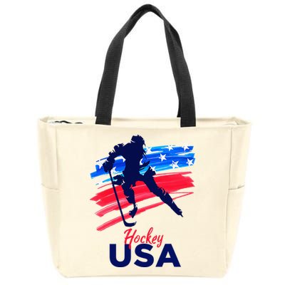 Hockey Usa Support The Team U.S.A Ice Hockey Lover Zip Tote Bag