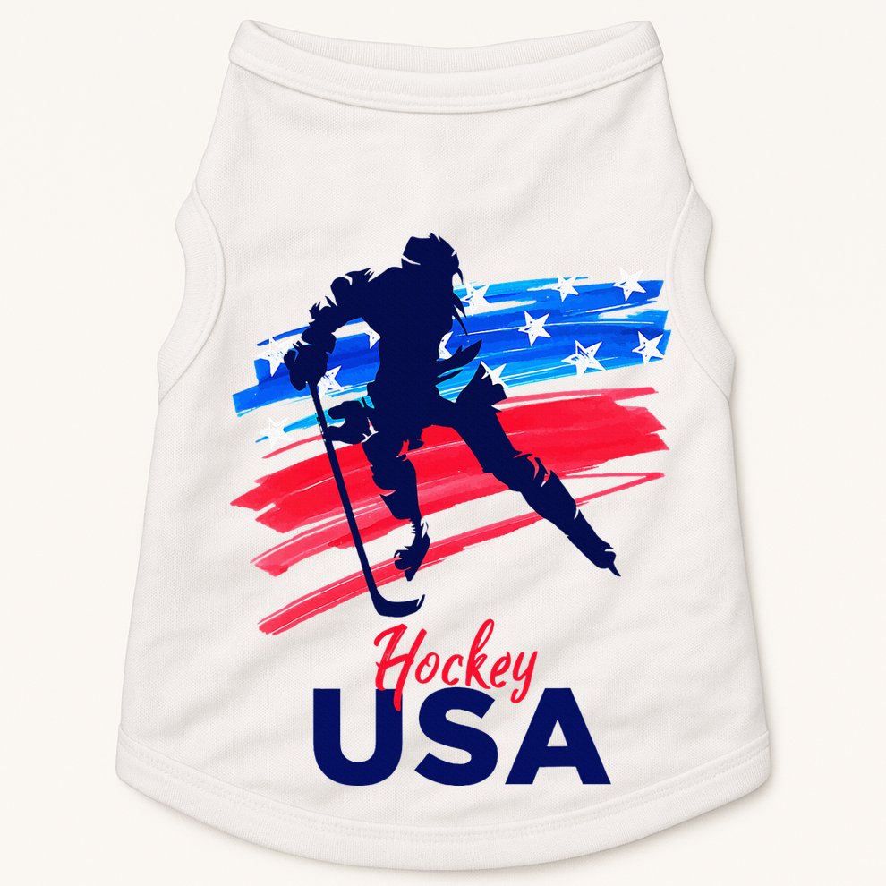 Hockey Usa Support The Team U.S.A Ice Hockey Lover Doggie Tank