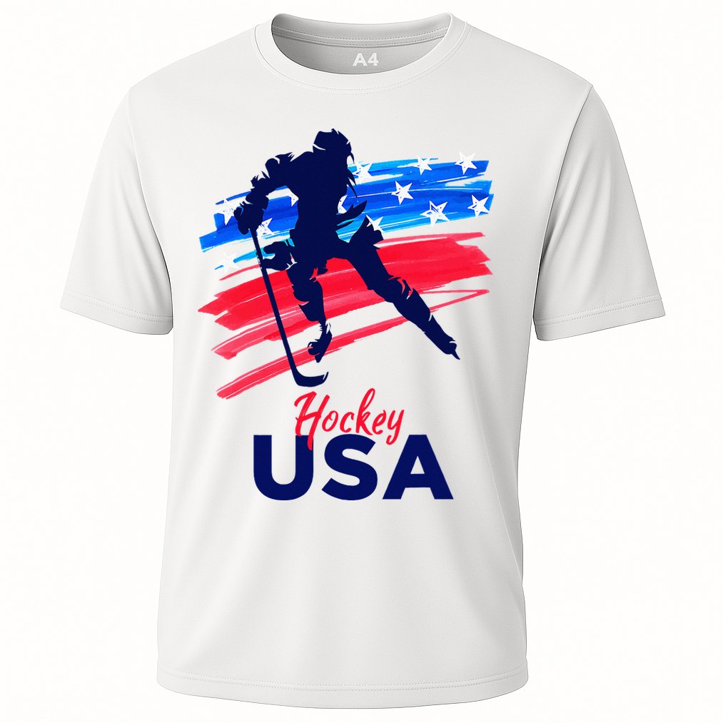 Hockey Usa Support The Team U.S.A Ice Hockey Lover Cooling Performance Crew T-Shirt