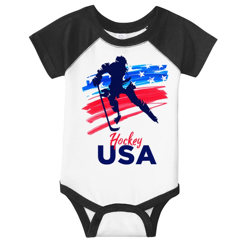 Hockey Usa Support The Team U.S.A Ice Hockey Lover Infant Baby Jersey Bodysuit