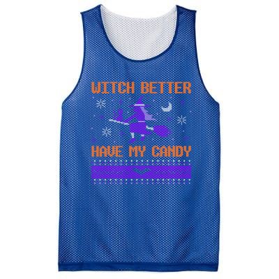 Halloween Ugly Sweater Design Witch Better Have My Candy Funny Gift Mesh Reversible Basketball Jersey Tank