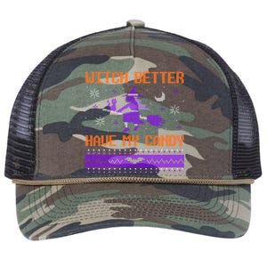 Halloween Ugly Sweater Design Witch Better Have My Candy Funny Gift Retro Rope Trucker Hat Cap