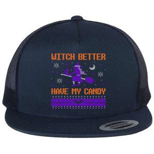 Halloween Ugly Sweater Design Witch Better Have My Candy Funny Gift Flat Bill Trucker Hat