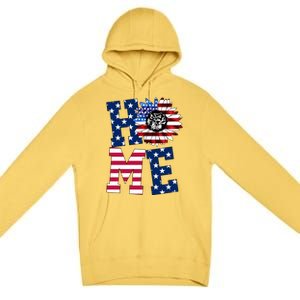 Home USA Sunflower Independence Day Celebration Premium Pullover Hoodie